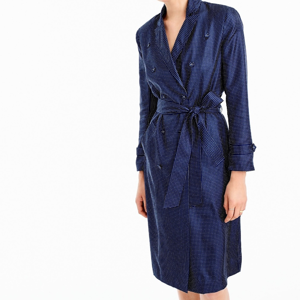 J.crew Collection silk polka dot trench dress